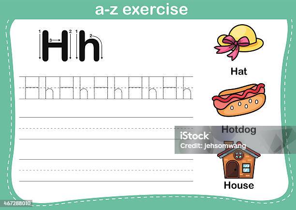 Alphabet Az Exercise With Cartoon Vocabulary Illustration Stock Illustration - Download Image Now
