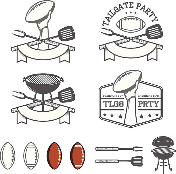 tailgate party projekt elementów zestawu - tailgating stock illustrations