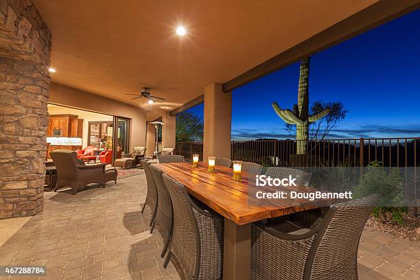 Luxury Desert Home Patio Stock Photo - Download Image Now - Arizona, Residential Building, Home Interior