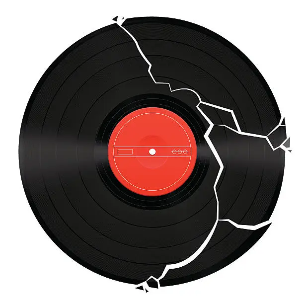 Vector illustration of Broken Blank Vinyl Record