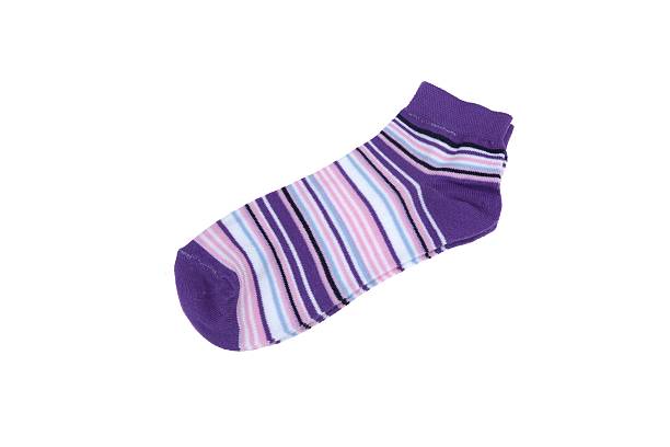 istock Pair Violet, Black, White and Pink Striped Ladies Socks 467290474