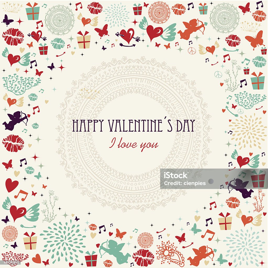 Saint Valentin Carte de voeux colorée - clipart vectoriel de A la mode libre de droits