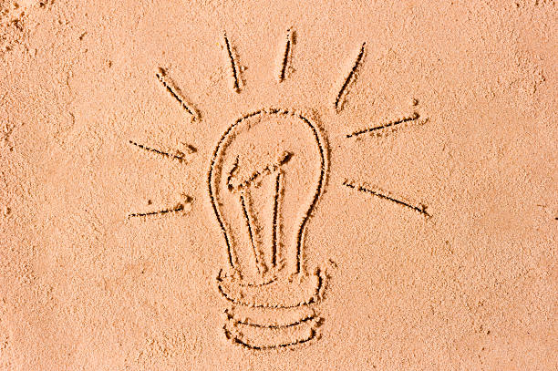 image of a burning bulb in the wet sand