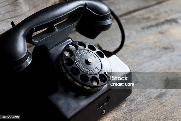 Old Retro Telephone On Vintage Boards Stock Photo - Download Image Now - 2015, Abstract, Aging Process
