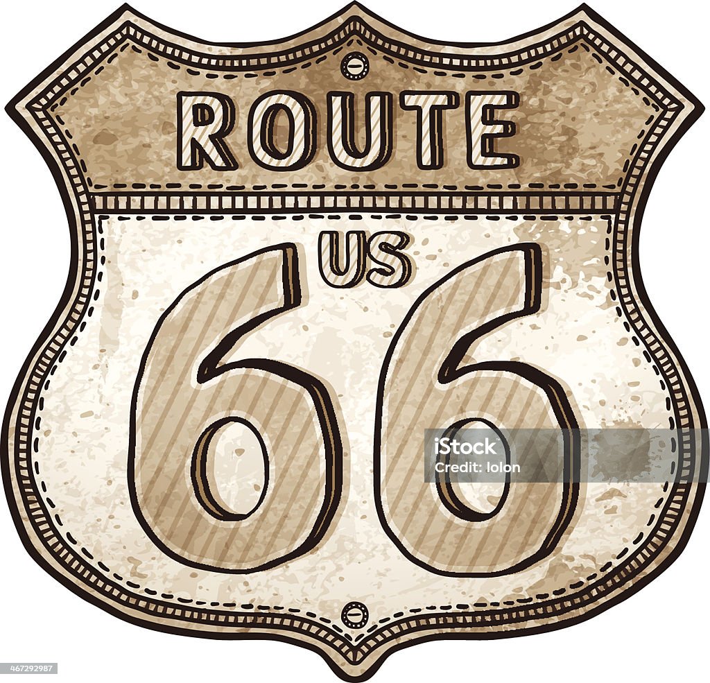 cartoon U.S. Route shield- route 66 road sign line art vintage route 66 road sign. EPS10 file with transparencies and global colors.  Individual elements and textures. CS3 AI file included.  http://i161.photobucket.com/albums/t234/lolon5/roadsigns.jpg  Route 66 stock vector