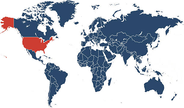 World Map With The United States Highlighted In Red Stock Illustration World Map With The United States Highlighted In Red 