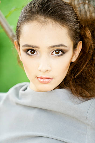 istock Fashion model posing in nature 467293793