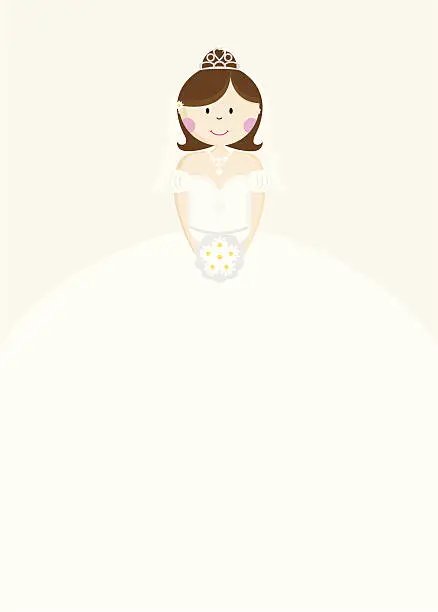 Vector illustration of Cute Wedding Bride Character