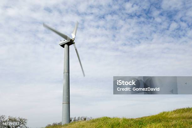 Wind Turbine On Hill Stock Photo - Download Image Now - California, Cloud - Sky, Color Image