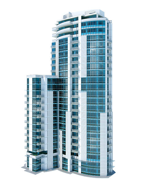 istock Luxury modern apartment and office building, isolated on white background 467295809