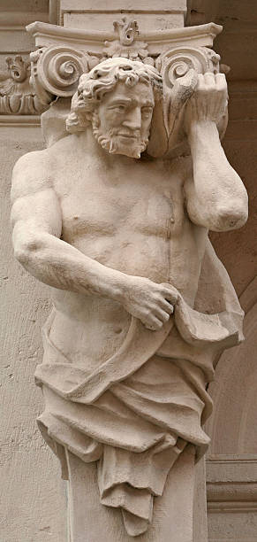 istock Ancient male statue on the building 467296055