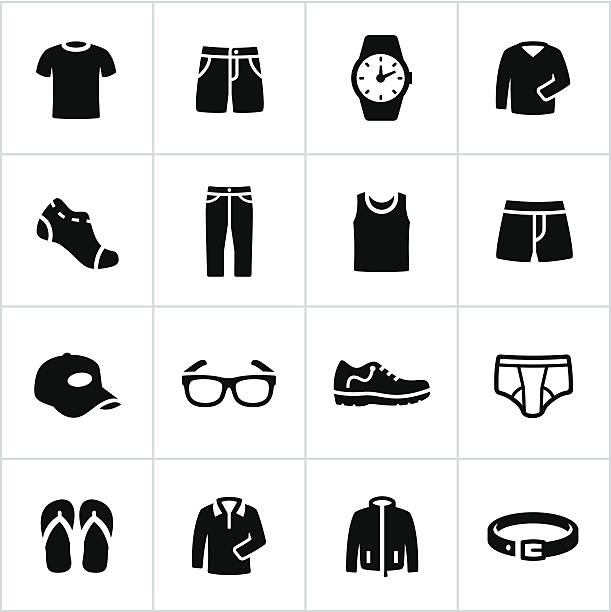 男性向けカジュアルウェアのアイコン - wearing apparel点のイラスト素材／クリップアート素材／マンガ素材／アイコン素材