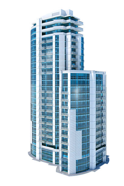 istock Luxury modern apartment and office building, isolated on white background 467297455