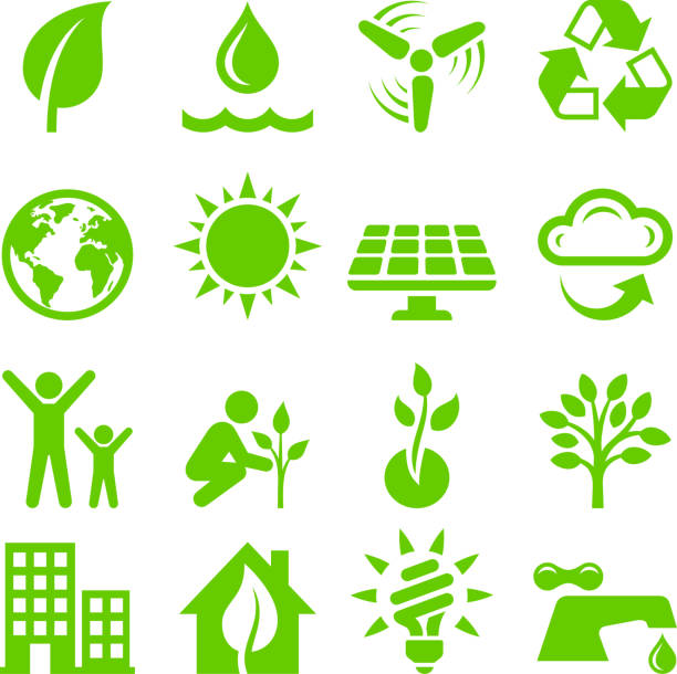 Green Energy royalty free vector interface icon set Green Energy Icon Set environment symbols stock illustrations