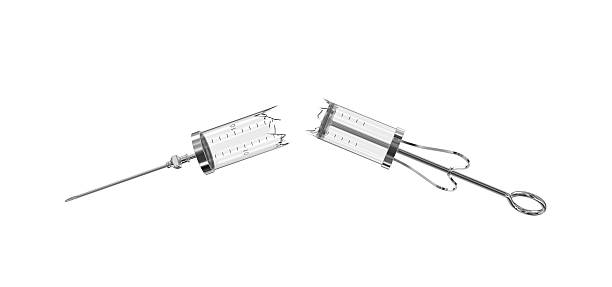 Broken glass reusable syringes isolated