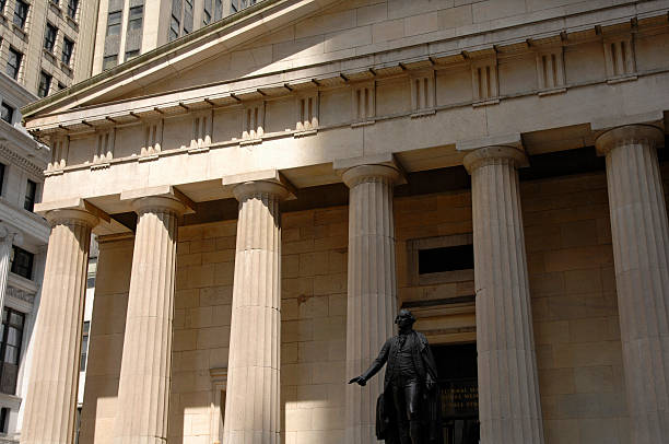 istock Federal Hall National Memorial facade and George Washington Stat 467300869
