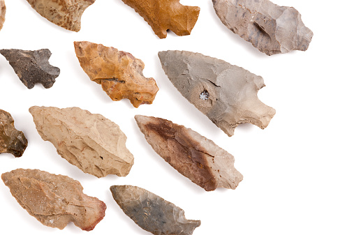 Collection of American Indian arrowheads found in Missouri