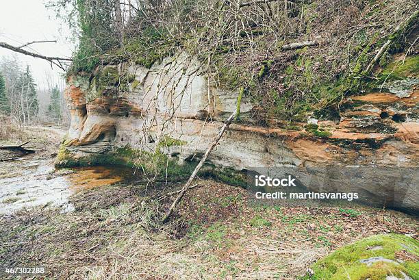 Sandstone Cliffs In The Gaujas National Park Latvia Retro Stock Photo - Download Image Now