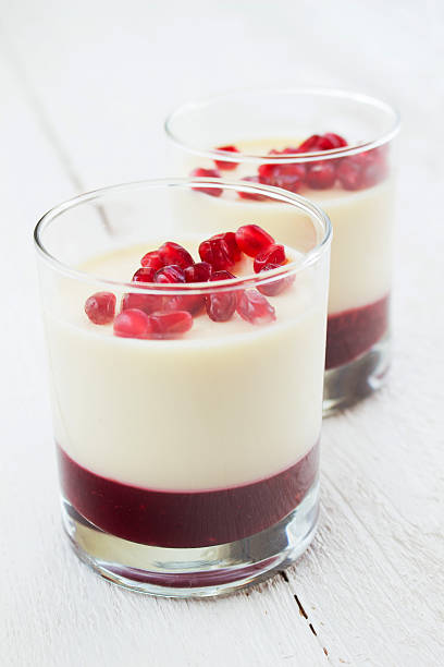 istock Panna cotta dessert with pomegranate seeds 467302931