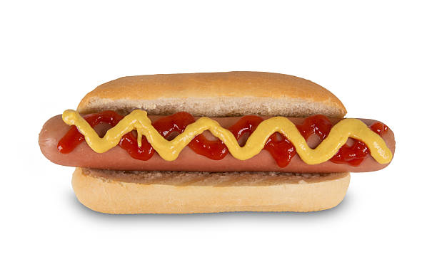 istock Hot dog with mustard and ketchup. 467306144