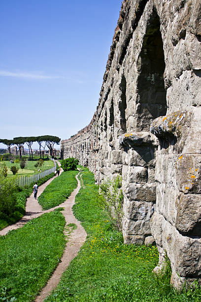 Roman aqueduct stock photo