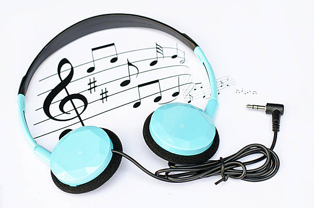 istock background music with  blue headphones 467313242
