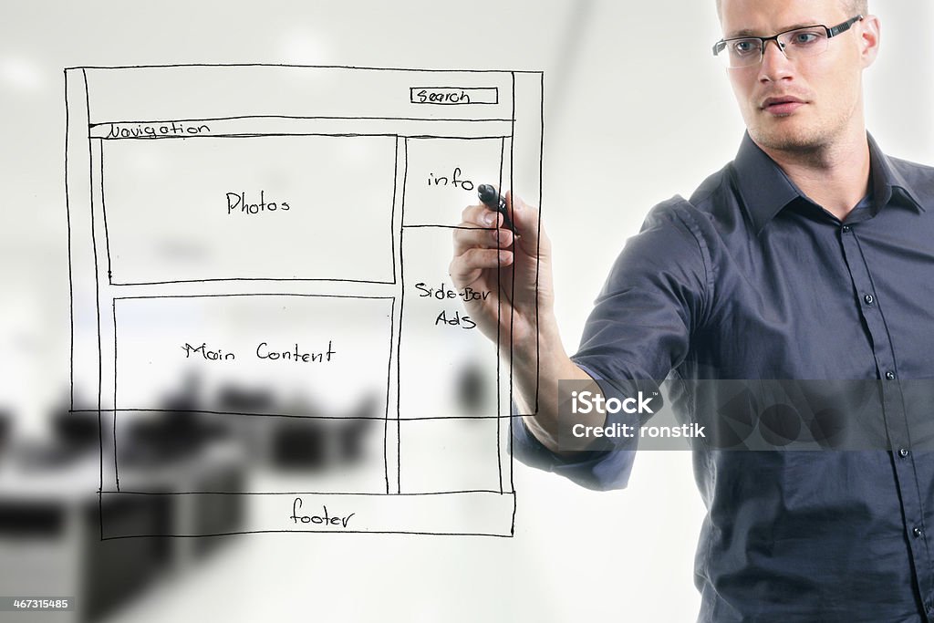 website development wireframe Activity Stock Photo