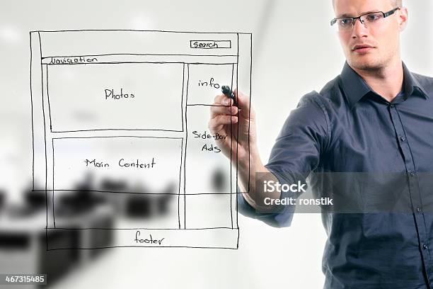 Website Development Wireframe Stock Photo - Download Image Now - Activity, Adult, Analyzing