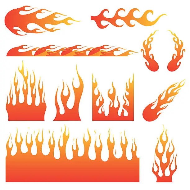 Vector illustration of Flame Decals