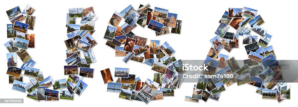 USA el texto de forma escrita con fotos - Foto de stock de Boston - Massachusetts libre de derechos