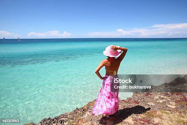Vacation In Cuba Young Woman Looking At Ocean Stock Photo - Download Image Now - Beach, Cuba, One Woman Only