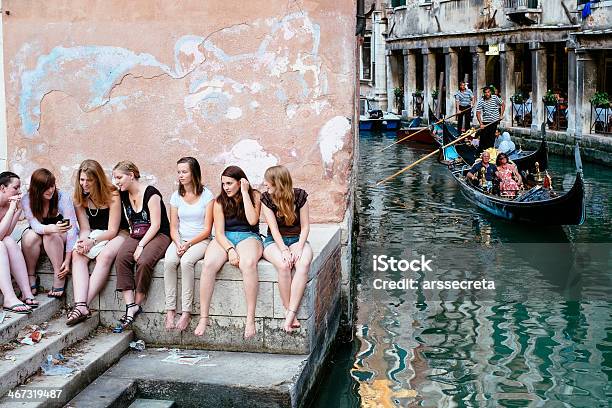 Girls At Small Canal Stock Photo - Download Image Now - Canal, Color Image, Day