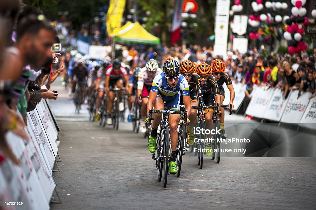 Cycling race, the 2013 Gastown Grand Prix. Vancouver, Canada, - July 10, 2013:  Men and women compete in the 2013 Global Relay Gastown Grand Prix cycling race. The 40th anniversary event was won by Leah Kirchmann (women) and Ken Hanson (men). Cycling Stock Photo