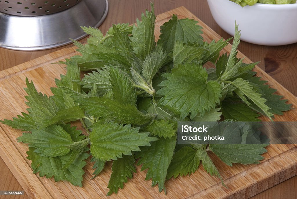 Fresh nettle Fresh nettle ready to be added to a salad Freshness Stock Photo