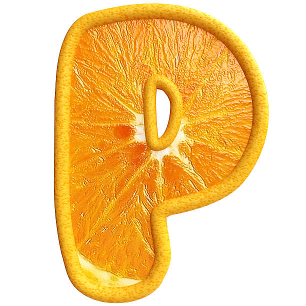 istock Orange fruit alphabet on white background. Letter p. 467324997