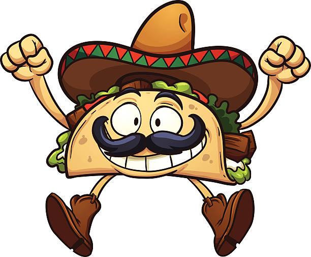illustrations, cliparts, dessins animés et icônes de dessin animé taco - sombrero hat mexican culture isolated