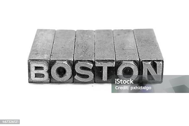 Boston Sinal De Metal Antigo Tipo De Letra - Fotografias de stock e mais imagens de Alfabeto - Alfabeto, Azul, Criatividade