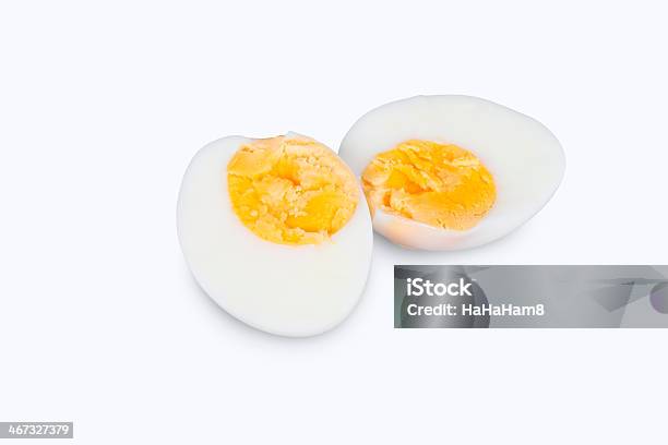 Hard Boiled Egg Cut In Half On White Background Stock Photo - Download Image Now - Boiled Egg, Animal Egg, Boiled