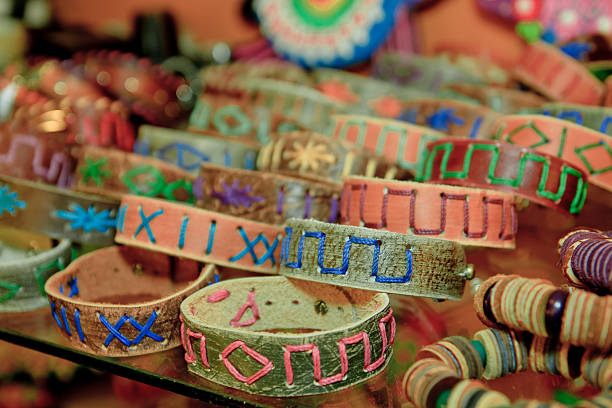 Indian made Wristbands in an Ecuador market, Otavalo