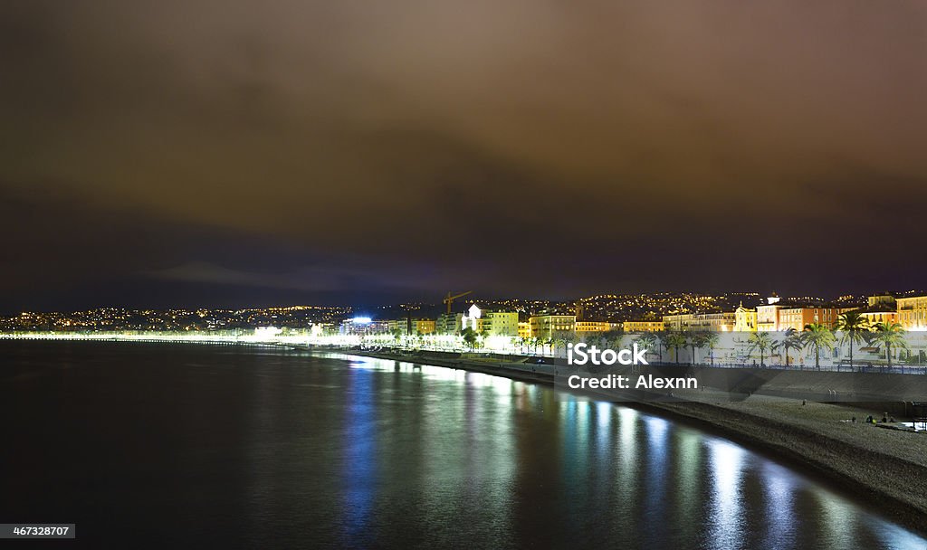 Promenade des Anglais di notte, Riviera francese - Foto stock royalty-free di Acqua