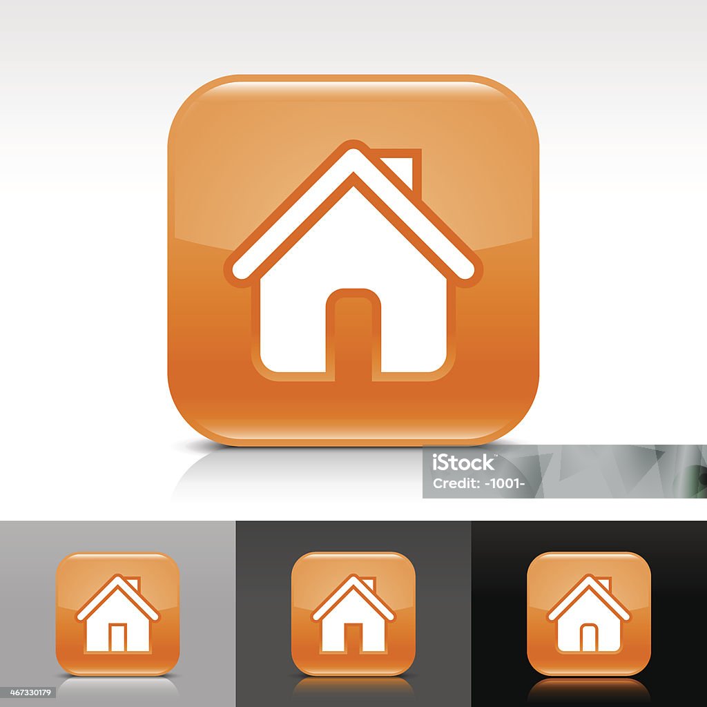 Symbole de la maison Orange brillant icône web bouton internet carré arrondi - clipart vectoriel de Abri de plage libre de droits