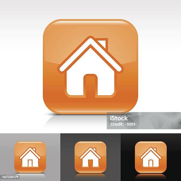 Symbole De La Maison Orange Brillant Icône Web Bouton Internet Carré Arrondi Vecteurs libres de droits et plus d'images vectorielles de Abri de plage
