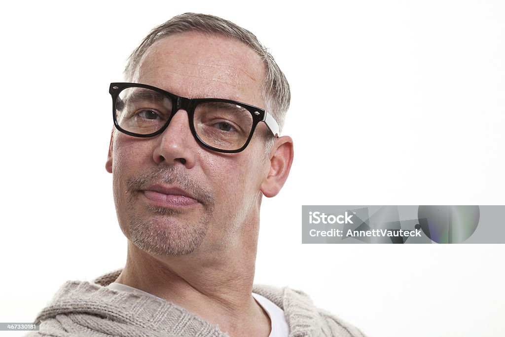 nerd olhando seroius - Foto de stock de 45-49 anos royalty-free