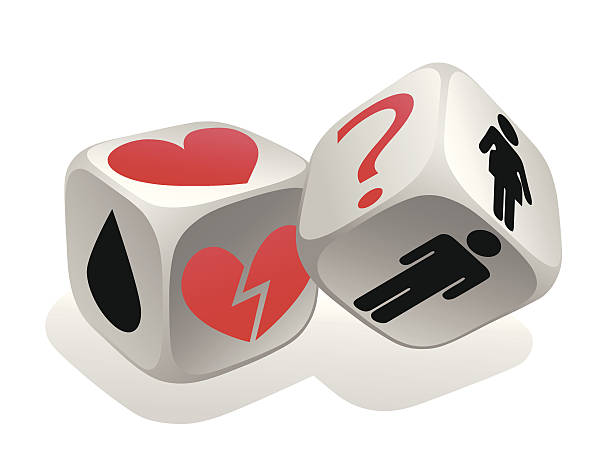 istock Dices isolated on white background with symbols woman and man 467330235