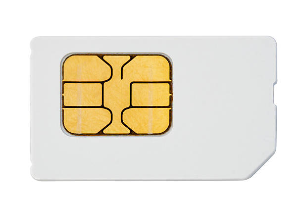 mobile phone sim card isolated on white stock photo