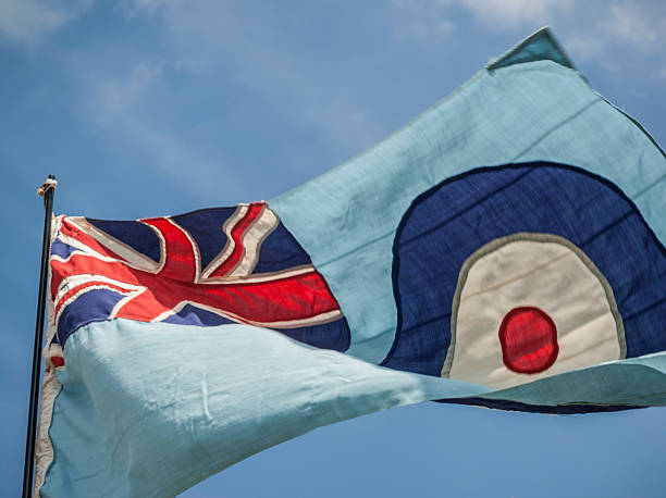 RAF Flag British RAF flying in the wind. raf stock pictures, royalty-free photos & images