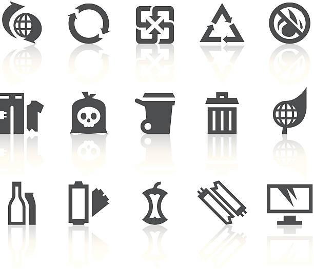 Garbage Classification Icons | Simple Black Series vector art illustration