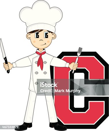 istock Cute Little Chef Learning Letter C 467333879