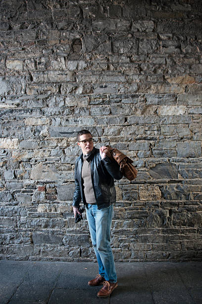 Handsome man walking in Dublin, Ireland.