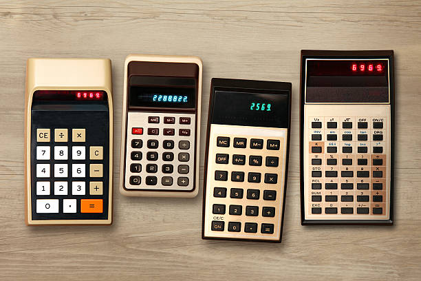 70's calculator isolated on white background.
